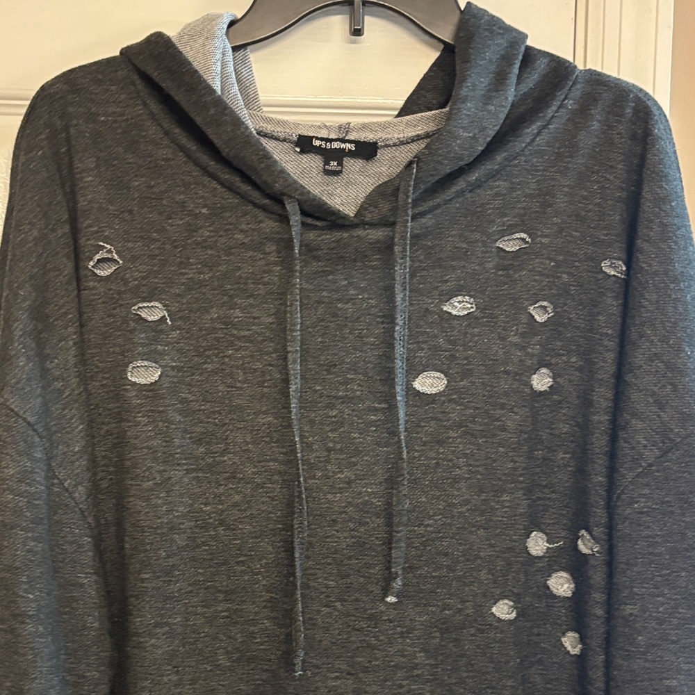 Dark Gray Distressed Women's Hoodie 3x